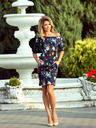 numoco Sportliches Kleid - bunte Blumen auf dunkelblauem Hintergrund Numoco
