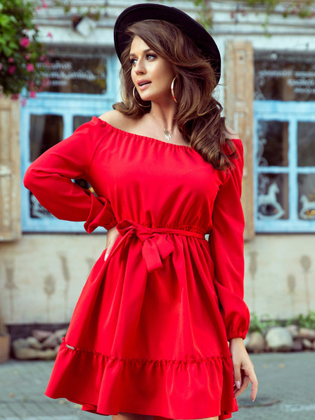 numoco DAISY Kleid mit Rüschen - rot Numoco