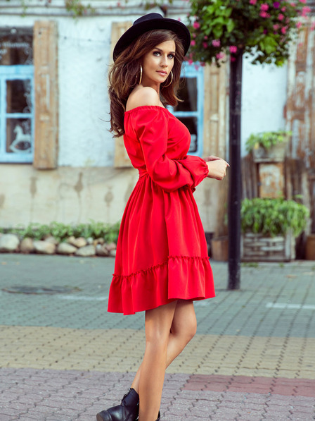 numoco DAISY Kleid mit Rüschen - rot Numoco