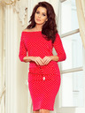 numoco Sportliches Kleid mit Bindeband und Taschen - rot + gepunktet Numoco