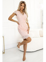 numoco Hellrosa Damen-Kurzarm-Spitzenkleid mit Ausschnitt Numoco