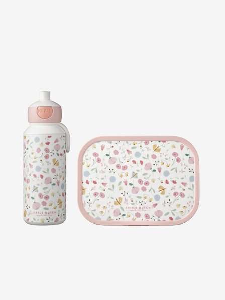 Mepal Rosa und weißes Mepal Campus Little Dutch Blumen & Schmetterlinge gemustertes Snack-Set für Kinder