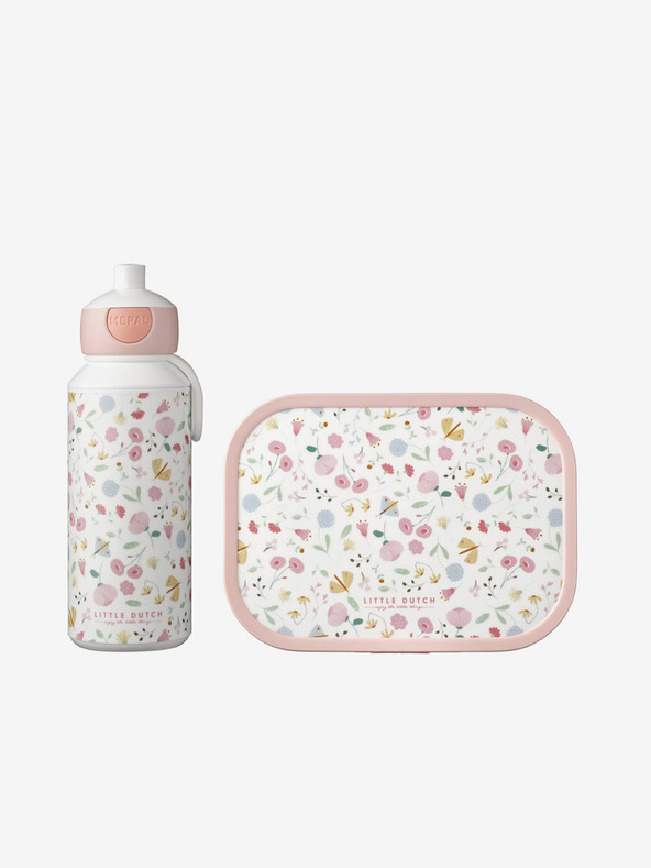 Mepal Rosa und weißes Mepal Campus Little Dutch Blumen & Schmetterlinge gemustertes Snack-Set für Kinder