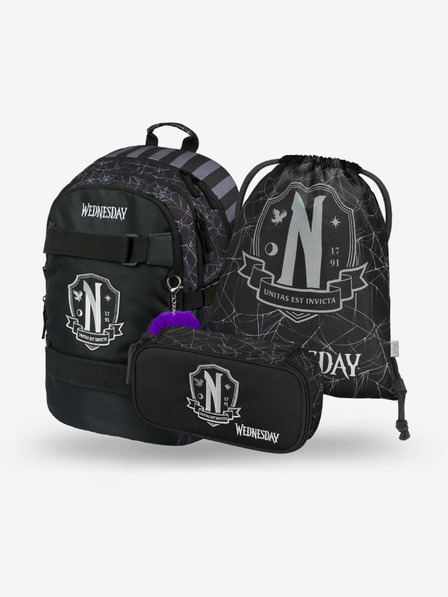BAAGL  Schwarz 3 SET Skate Wednesday Nevermore: Rucksack, Mäppchen, Tasche Baagl