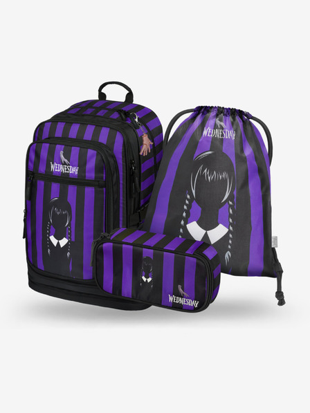 BAAGL  Schwarzes 3 SET Cubic Wednesday: Rucksack, Mäppchen und Tasche Baagl