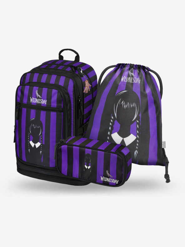 BAAGL  Schwarzes 3 SET Cubic Wednesday: Rucksack, Mäppchen und Tasche Baagl