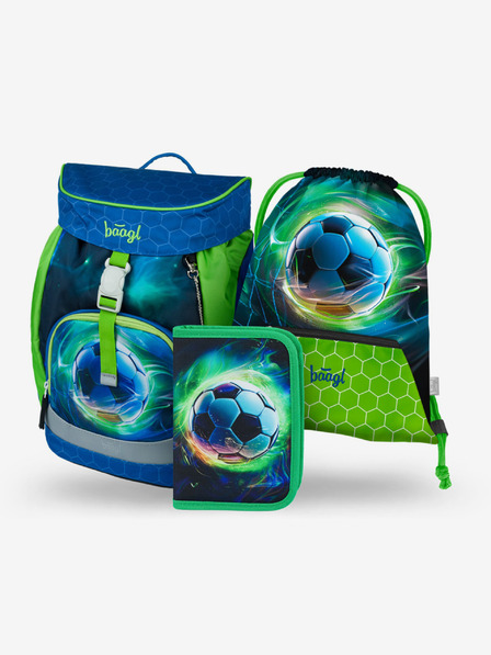 BAAGL  Blaues 3 SET Airy Soccer Ball: Rucksack, Mäppchen, Tasche Baagl