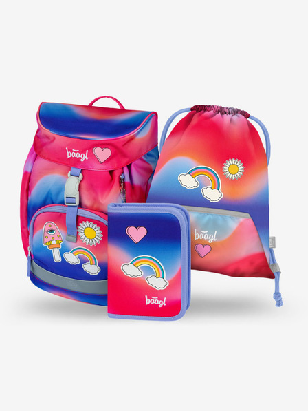 BAAGL  Rotes 3 SET Airy Hippie: Rucksack, Mäppchen, Tasche Baagl
