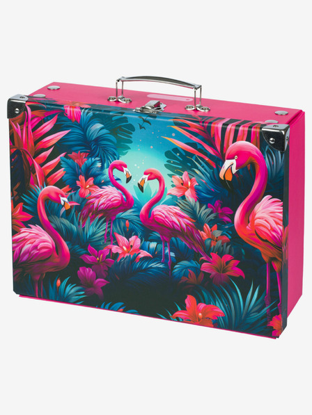 BAAGL  Pinke Faltschultasche mit Beschlägen Baagl Flamingos