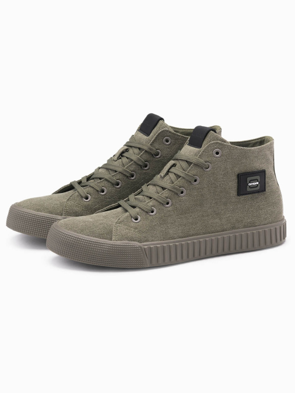 Ombre Clothing Herren-Turnschuhe aus Canvas - oliv V2 OM-FOTH-0186 Ombre Clothing