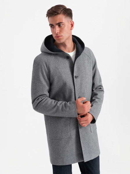 Ombre Clothing Herren Melange langer Mantel mit Kapuze Ombre Clothing