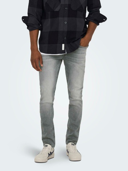 ONLY & SONS Hellgraue Slim Fit-Jeans für Herren mit Stickerei-Effekt ONLY & SONS Loom