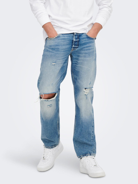 ONLY & SONS Blaue, locker sitzende Jeans mit Ripp-Effekt ONLY & SONS Edge