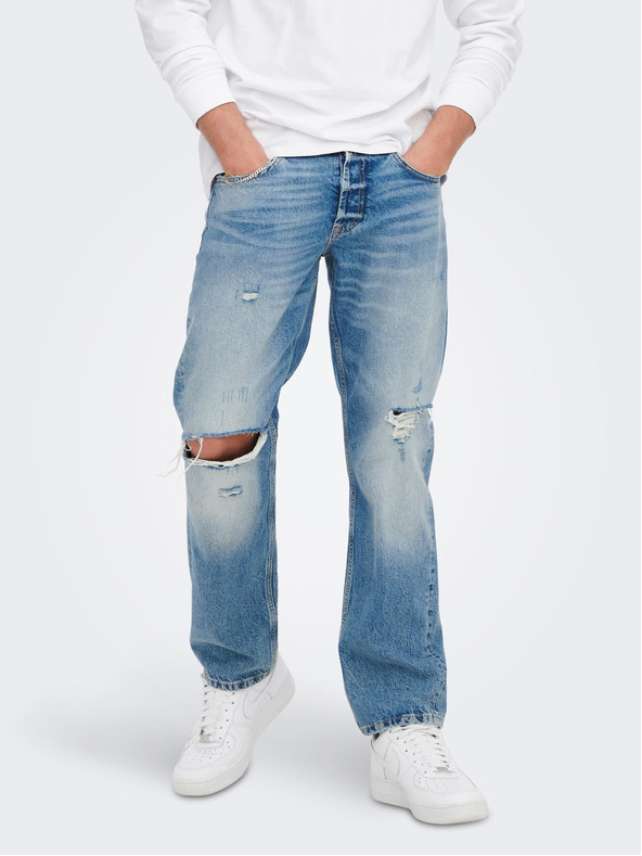 ONLY & SONS Blaue, locker sitzende Jeans mit Ripp-Effekt ONLY & SONS Edge