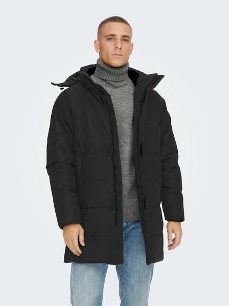 ONLY & SONS Schwarzer Herren-Steppwintermantel ONLY & SONS Carl