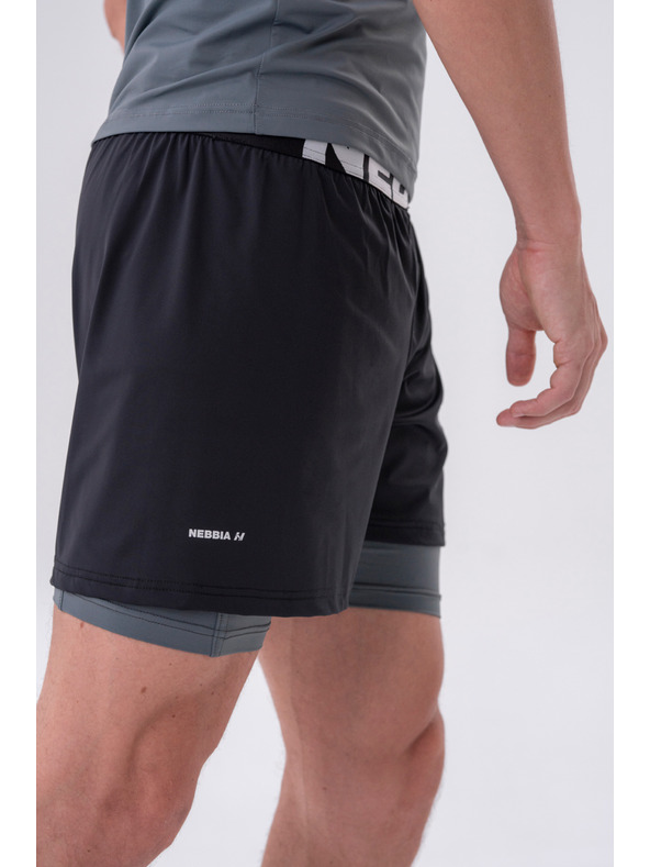Nebbia Doppellagige Shorts mit Handytaschen 318 M,grau