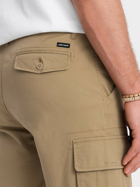 Ombre Clothing Einfarbige Herren-Cargo-Shorts mit Cargotaschen - Sand V1 OM-SRCG-0133 Ombre Clothing