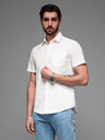 Ombre Clothing Herren Kurzarmhemd mit kubanischem Kragen weiß Ombre Clothing