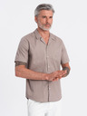 Ombre Clothing Herren Kurzarmhemd mit kubanischem Kragen weiß Ombre Clothing