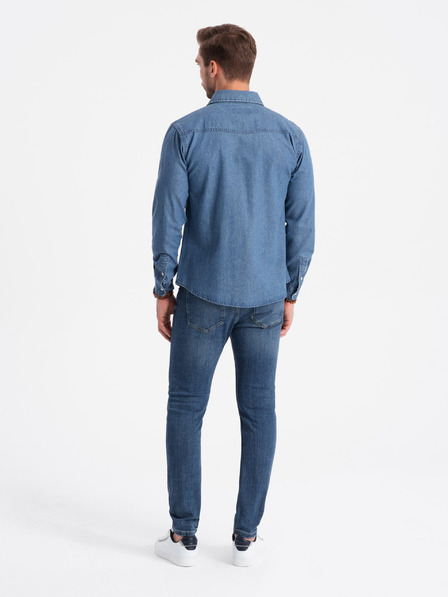 Ombre Clothing Blaues Herren-Denim-Hemd Ombre Clothing