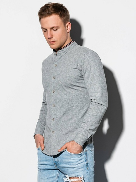 Ombre Clothing Herren-Langarmhemd K542 - Grau