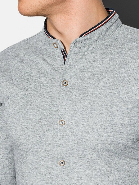 Ombre Clothing Herren-Langarmhemd K542 - Grau