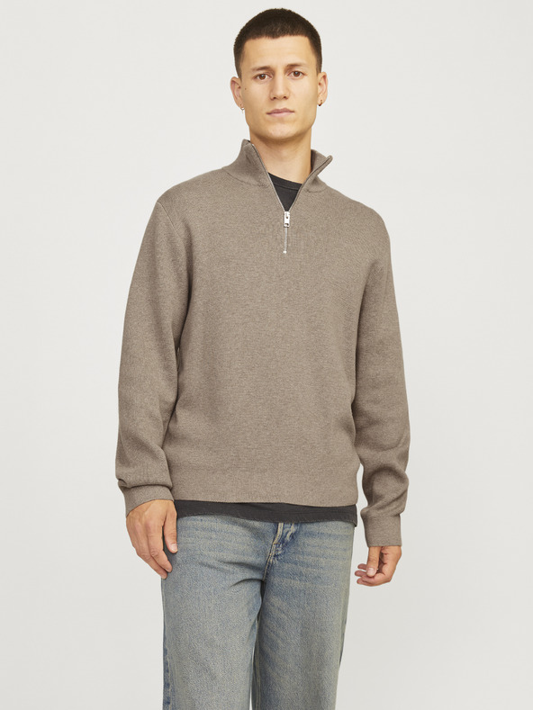 Jack & Jones Jack & Jones Herren Pullover mit Reißverschluss Beige