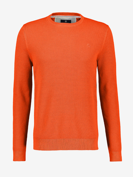 LERROS Orangefarbener Basic-Pullover für Herren mit Rippstrick LERROS