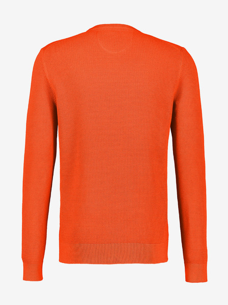LERROS Orangefarbener Basic-Pullover für Herren mit Rippstrick LERROS