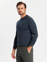 Ombre Clothing Gestrickter halber Rollkragenpullover mit Viskose - dunkelblau V4 OM-SWTN-0125 Ombre Clothing