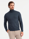 Ombre Clothing Herrenstrick-Rollkragenpullover mit Viskose - dunkelblau V4 OM-SWTN-0127 Ombre Clothing