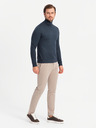 Ombre Clothing Herrenstrick-Rollkragenpullover mit Viskose - dunkelblau V4 OM-SWTN-0127 Ombre Clothing