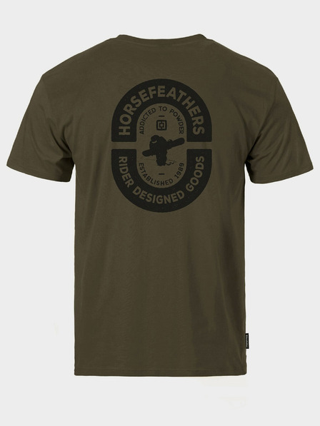 Horsefeathers T-shirt Powder Badge II - oliv gebrannt Gr. L HORSEFEATHERS