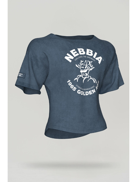 Nebbia Top aus gewaschener Baumwolle GOLDEN AGE 788 M,blau