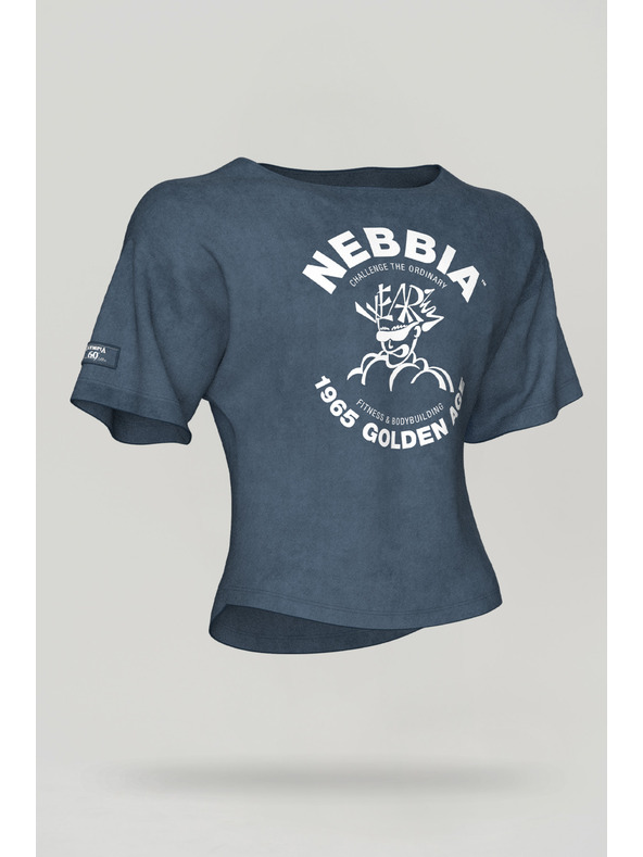 Nebbia Top aus gewaschener Baumwolle GOLDEN AGE 788 M,blau