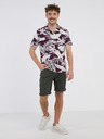 LERROS Cremefarbenes und weinrotes Herren-Polohemd mit Blumenmuster LERROS