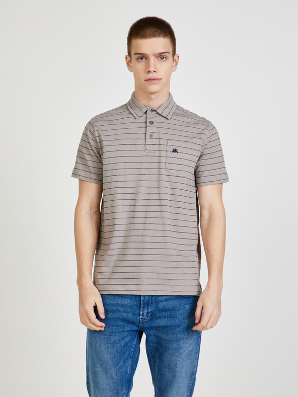 LERROS Hellgrau gestreiftes Poloshirt LERROS
