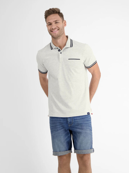 LERROS Hellgraues gestromtes Herren-Polohemd LERROS