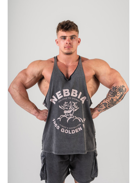 Nebbia Gewaschener Muskelshirt GOLDEN AGE 791 M,schwarz