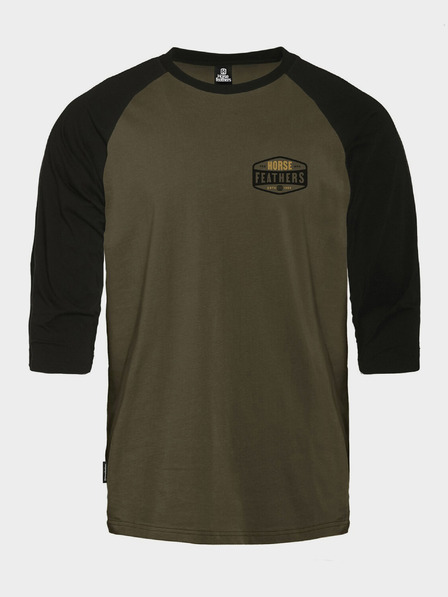 Horsefeathers T-shirt Hexagon II Raglan - gebranntes Oliv Größe L HORSEFEATHERS