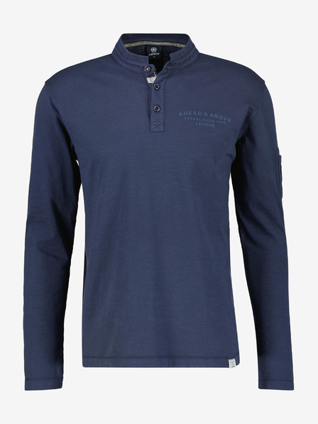 LERROS Dunkelblaues Langarm-Poloshirt für Herren LERROS