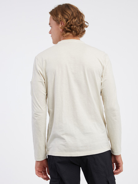 LERROS Cremefarbenes Herren-Langarm-Poloshirt LERROS