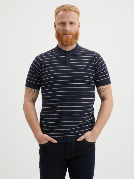 LERROS Dunkelblau gestreiftes Herren-Polohemd LERROS