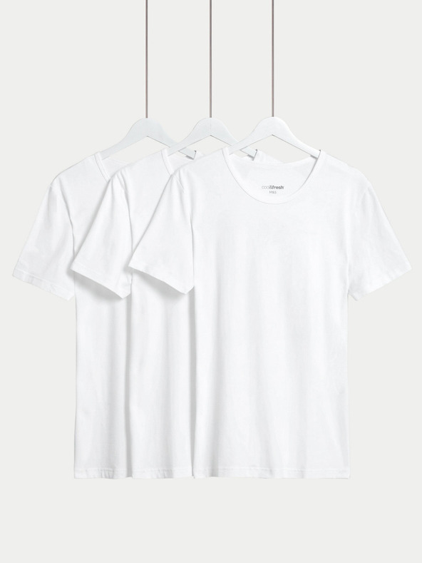 Marks & Spencer Dreier-Set Basic-T-Shirts für Herren in Weiß mit Marks & Spencer Cool & Fresh™ Technologie
