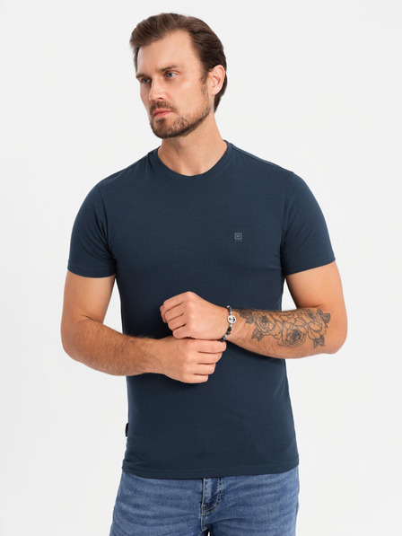 Ombre Clothing Dreifarbiges Herren-T-Shirt aus Baumwolle - weiß und marineblau V3 OM-TSCT-0174 Ombre Clothing