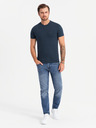 Ombre Clothing Dreifarbiges Herren-T-Shirt aus Baumwolle - weiß und marineblau V3 OM-TSCT-0174 Ombre Clothing