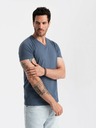 Ombre Clothing BASIC T-Shirt mit V-Ausschnitt aus klassischer Baumwolle - blau V18 OM-TSBS-0145 Ombre Clothing