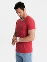 Ombre Clothing Klassisches Herren-T-Shirt BASIC mit V-Ausschnitt aus Baumwolle - rot V17 OM-TSBS-0145 Ombre Clothing