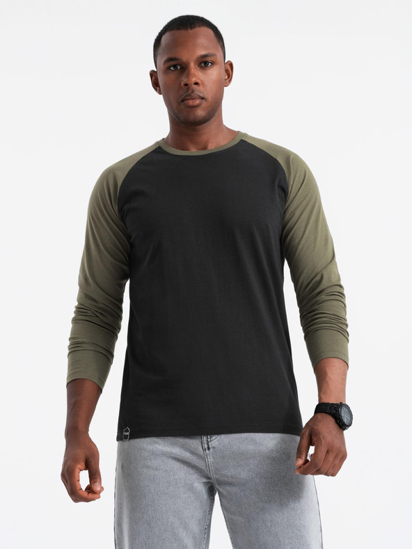Ombre Clothing Bedrucktes langärmeliges Herren-T-Shirt - Schwarz V1 OM-LSPT-0119 Ombre Clothing