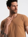 Ombre Clothing Klassisches Herren-Baumwoll-Shirt mit V-Ausschnitt BASIC - Braun V9 OM-TSBS-0145 Ombre Clothing